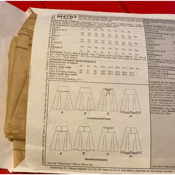 McCall's M4783 Flared Skirts w Close-Fitting Yoke Sz 6-12 Sewing Pattern - Picture 3 of 8